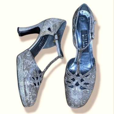 Stuart Weitzman Brown Snakeskin Retro Platform He… - image 1