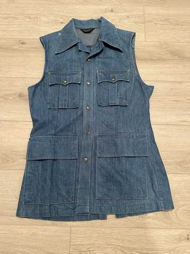 TRUE VINTAGE 1950s-70s Lee Utility Denim Vest 100… - image 1
