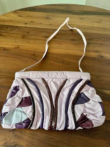 1980s VTG Phyllis Kent Puffy Purple Patchwork Sho… - image 1