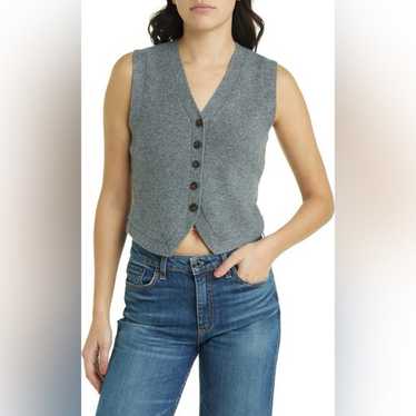 Madewell Gray Wool Blend V-Neck Button Front Swea… - image 1