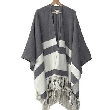 SUNDANCE  WOOL  FRINGED OPEN  CAPE PONCHO - image 1