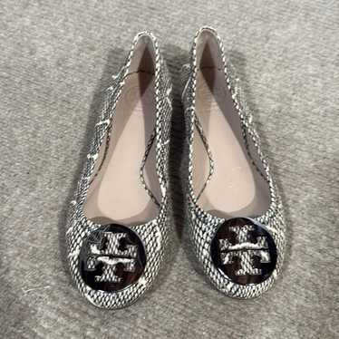 Tory Burch Reva Snakeskin Python Embossed Flats |… - image 1