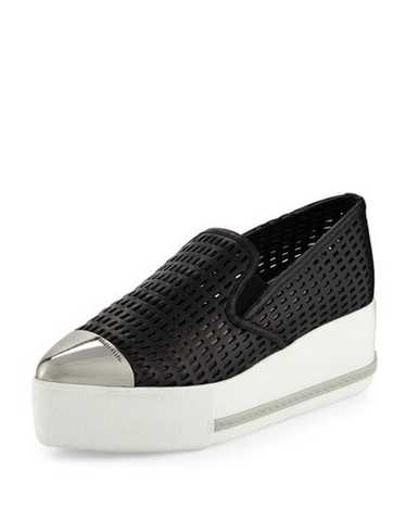 Miu Miu Perforated Pointed Cap-Toe Platform Leath… - image 1