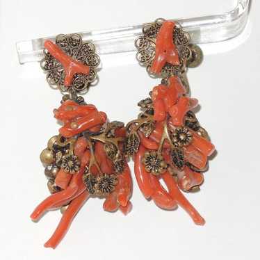 1930s Unsigned Miriam Haskell Coral Branch Dangle… - image 1