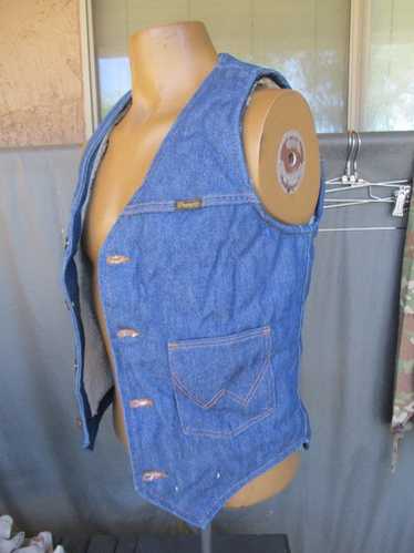 Vtg 70s WRANGLER NO FAULT DENIM, USA made Sherpa … - image 1