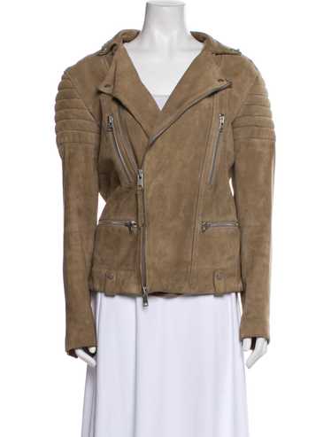 AllSaints Suede Biker Jacket Neutrals Pointed Col… - image 1