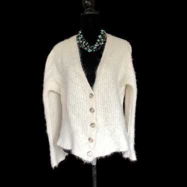 FRAME Alpaca Wool Blend Fuzzy Button-Front Cardig… - image 1