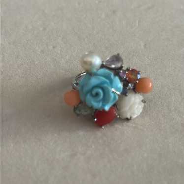 Ross-Simons Multi Gemstones Cluster Ring With Sap… - image 1