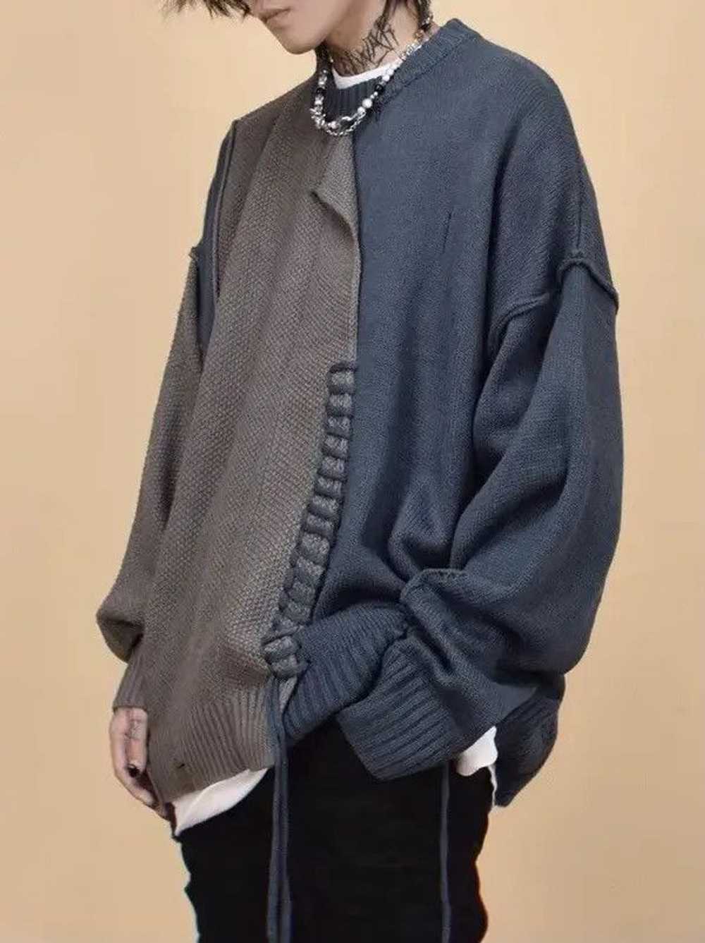 VIBE Retro punk grunge distressed patchwork knitw… - image 2