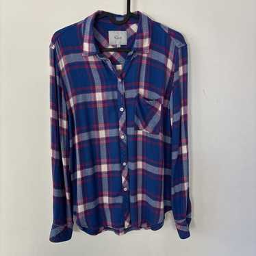 Rails Hunter Ruby Sky White Button Front Flannel … - image 1