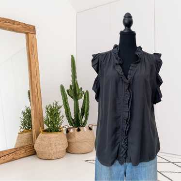 Dylan Sleeveless Ruffle Front Button Down Top - image 1