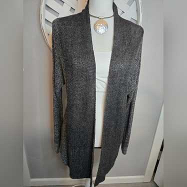 Eileen Fisher Linen Open Front Gray Color Block C… - image 1