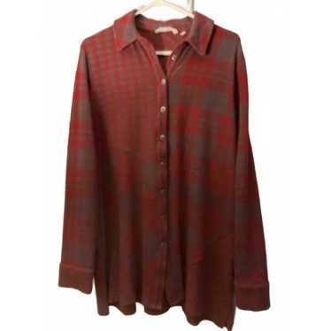 Soft Surroundings Red and Gray Button up Plaid Tu… - image 1