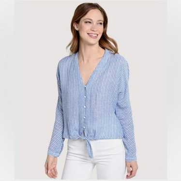 Rails Sloane Azure Stripe Tie Front Button Down‎ … - image 1
