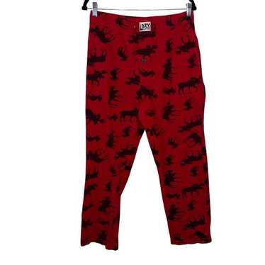 Lazy One Red Moose Print Pajama Pants Elastic Wai… - image 1