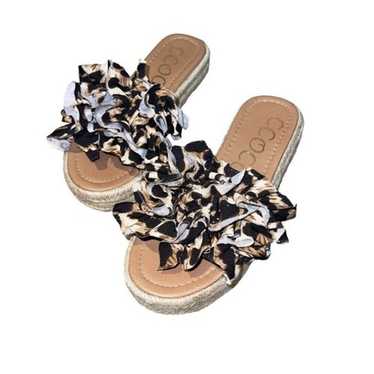 Ccocci Leopard‎ Print Ruffle Slide Platform Espad… - image 1