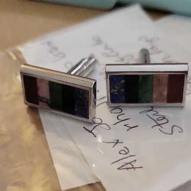 Source Unknown Silver Multicolor Cufflinks - image 1
