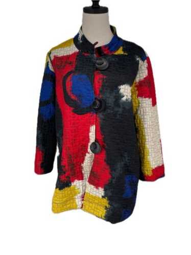 Multiples Artsy Colorful Abstract Large Button Ja… - image 1