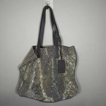 Coccinelle Reversible Tote Python Print Pebbled L… - image 1