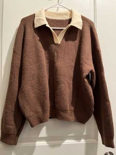 DAZY Color Block Lapel Drop Shoulder Sweater - Si… - image 1