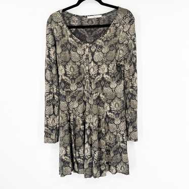 Peruvian Connection Printed Button Front Long Sle… - image 1