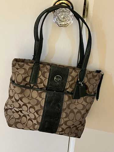 Coach Python Canvas Bag (Green Trim) Pristine. Mo… - image 1