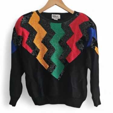 All Points by Reference Point Sequin Zigzag Sweat… - image 1