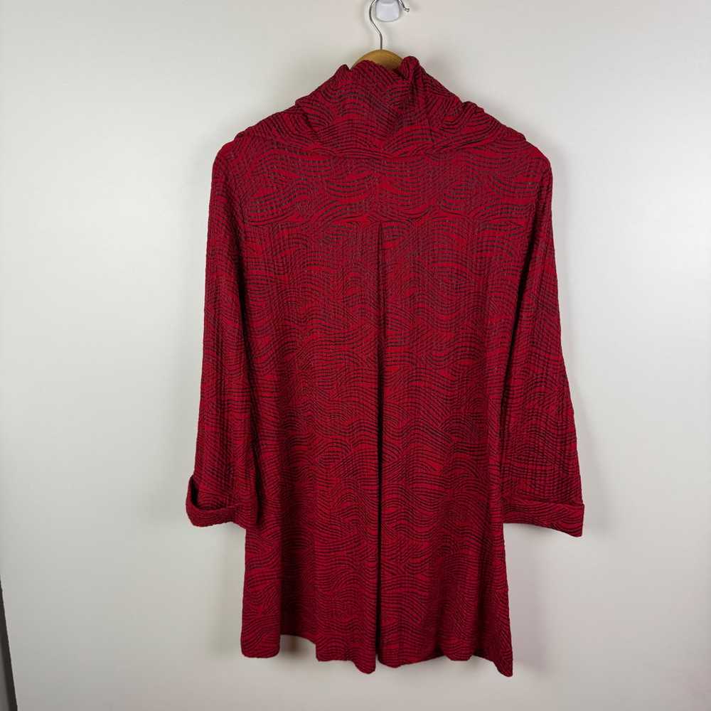 Multiples Textured Button Front Jacket Medium Red… - image 5