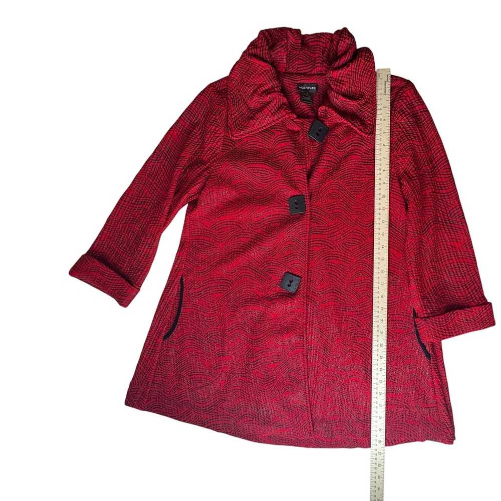 Multiples Textured Button Front Jacket Medium Red… - image 9