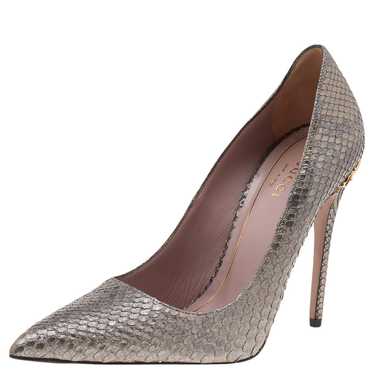 Gucci Metallic Grey Python Horsebit Pointed Toe P… - image 1