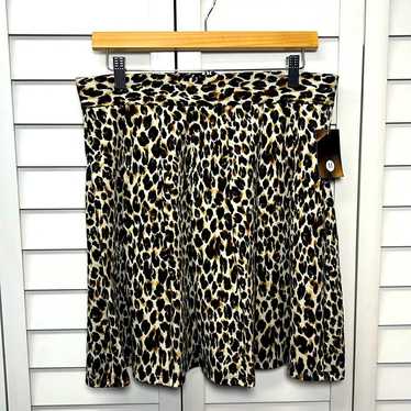 Messini Leopard Print Pleated Stretch A-Line Skir… - image 1