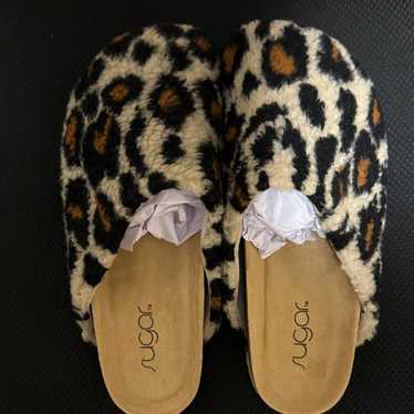 Sugar Fuzzy LEOPARD Print clogs slides Slippers m… - image 1
