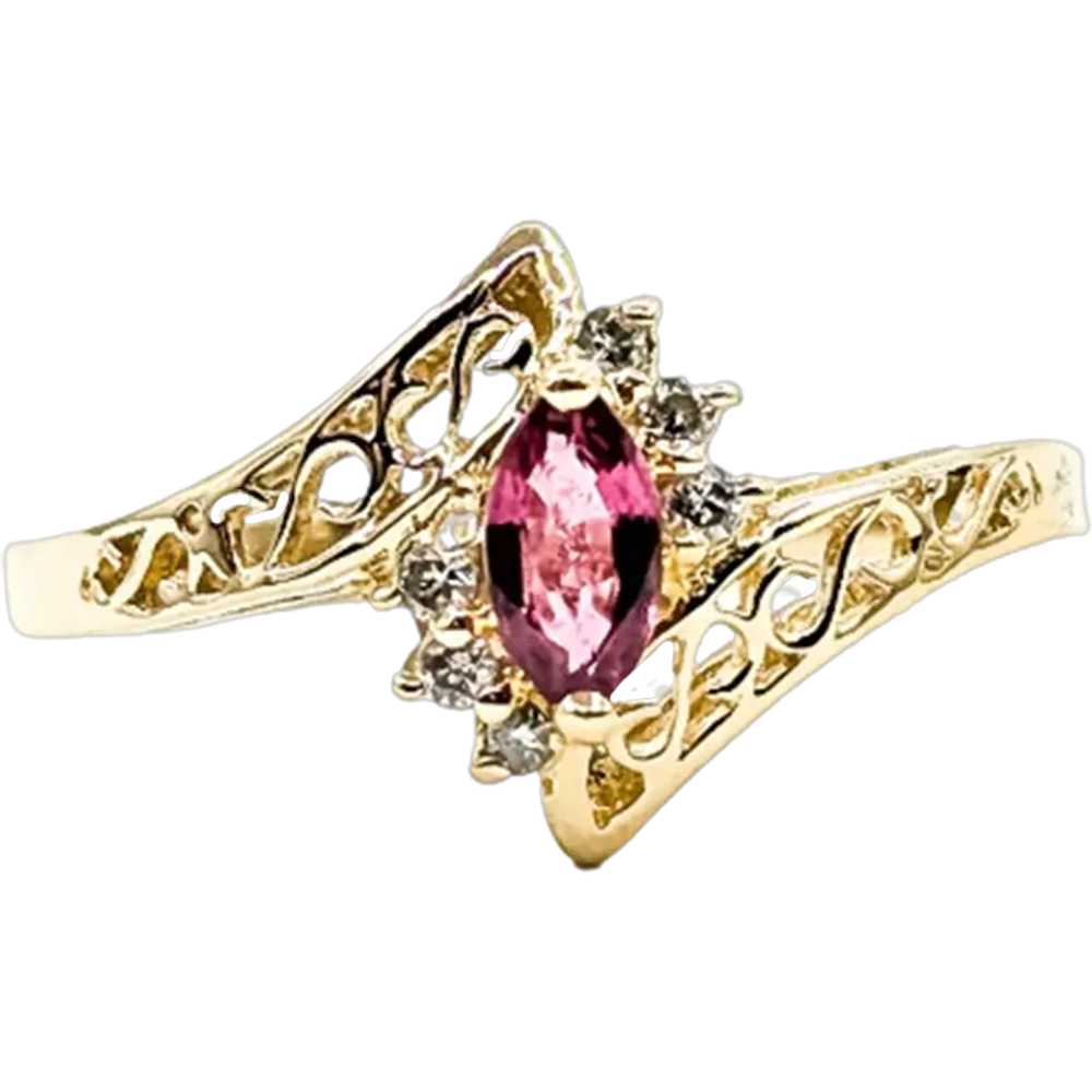 Ruby & Diamond Bypass Ring in 14k - image 1