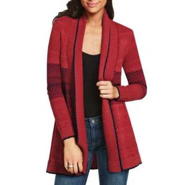 CAbi Women's Size S Red Multi Patterned Open-Fron… - image 1