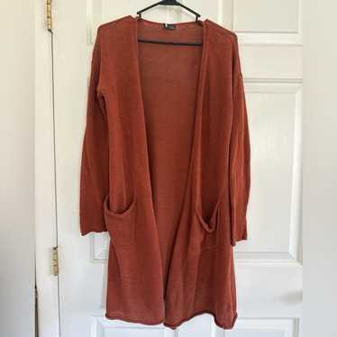 Sparkle & Fade Rust Open Front Longline Cardigan … - image 1