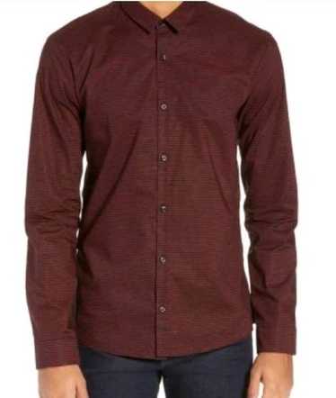 HUGO Hugo Boss Size S Binary Print Dark Red Butto… - image 1