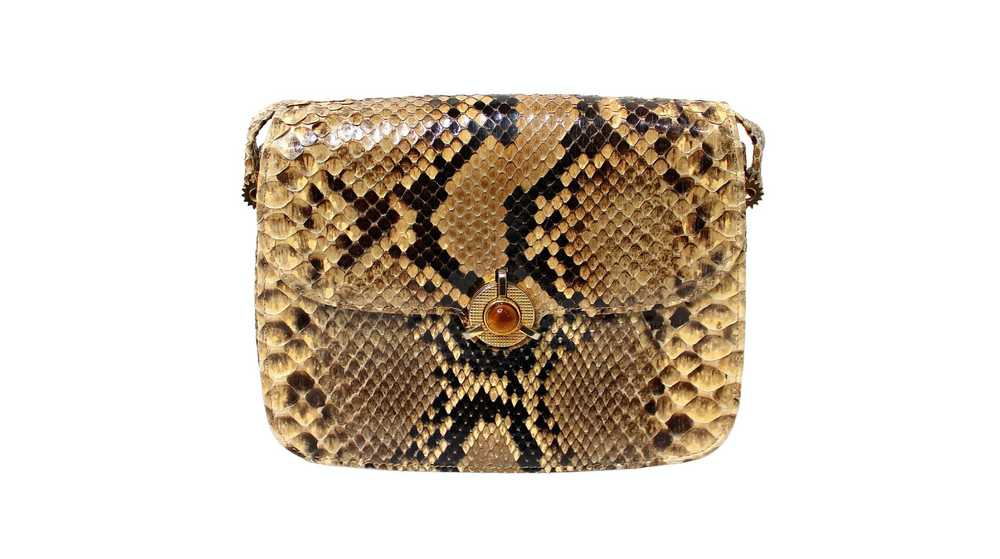 Sacha Python Flap Bag With Gold-Tone Hardware cir… - image 2