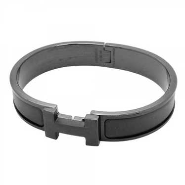 Hermes Click-Clack PM Bangle in Metal and Black f… - image 1