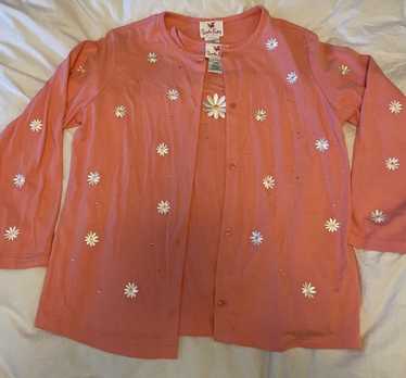 Quacker Factory Pink Button Up Cardigan Set With … - image 1