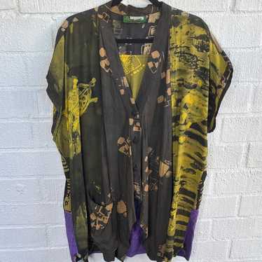 Abstract Patterned Turtle Giraffe Button-Up Overs… - image 1