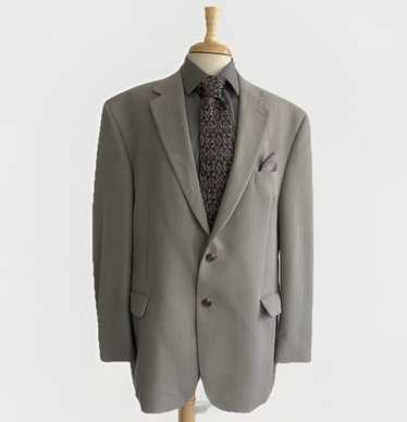 Chaps Subtle Herringbone Gray 2 Button Notch Coll… - image 1