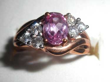 Pretty Karis Ruby Lab Created Ring GdB with CZs i… - image 1