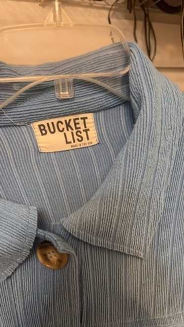 Bucket List Blue Textured Button-Up Jacket - image 1