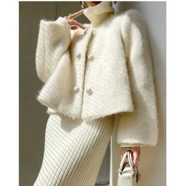 Commense Fuzzy Button Short Wool Coat NWT, Size S… - image 1