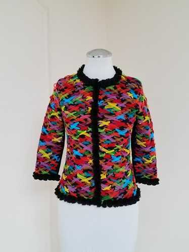 Michael Simon Mesh Weaved Ribbon Multi Color Jack… - image 1