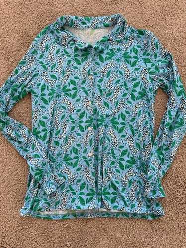 Lily Pulitzer leopard print button down long slee… - image 1