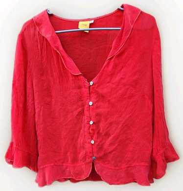 Johnny Was 100% Rayon Button Up Flutter Sleeve Re… - image 1