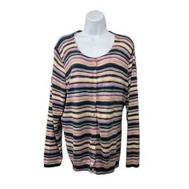 Talbots Multi Colored Striped Button Down Long Sl… - image 1