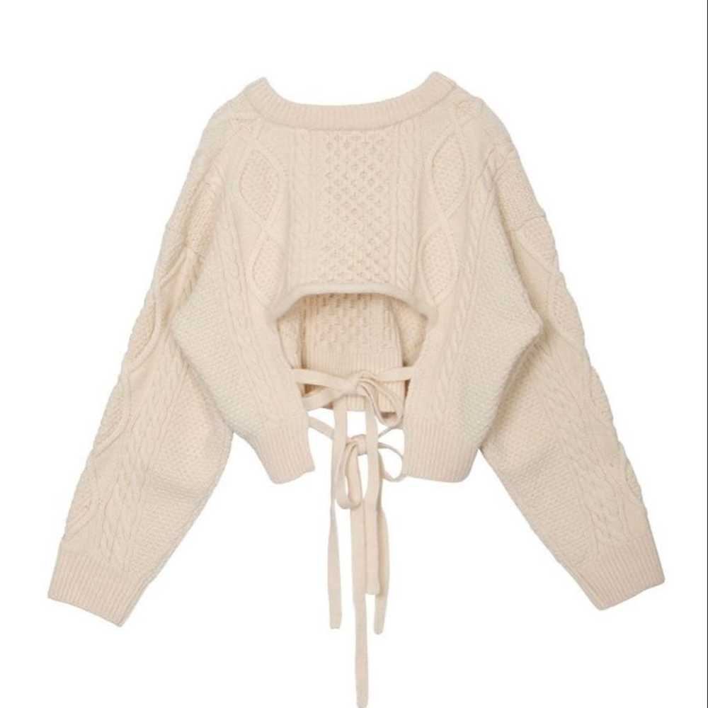AMERI Ameri VINTAGE ⭐︎ Ivory V-neck Cable Knit Sw… - image 2