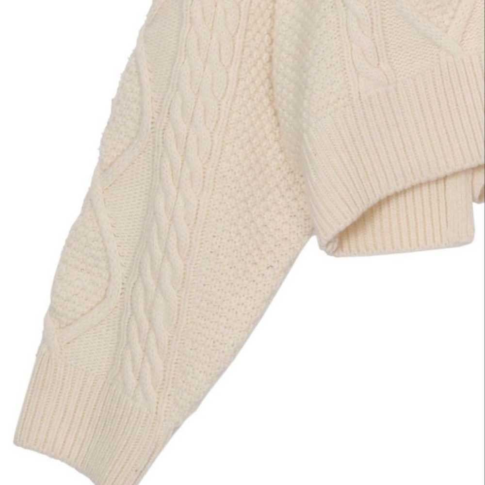 AMERI Ameri VINTAGE ⭐︎ Ivory V-neck Cable Knit Sw… - image 4
